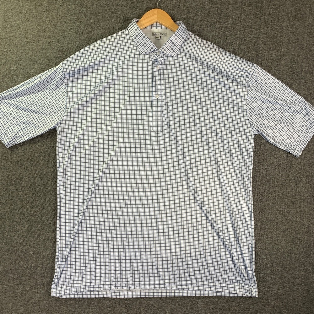 Collars & Co Polo Men 4XL Windowpane Dress Collar Polo Shark Tank Business A1